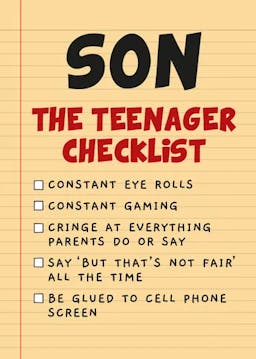 Teenager Checklist